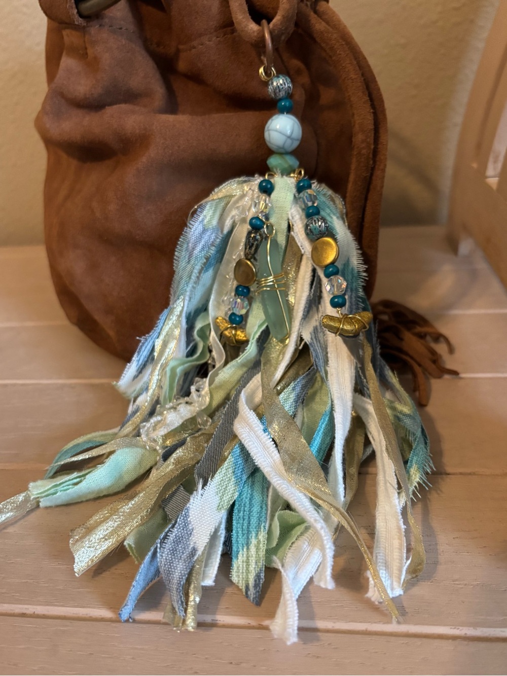 Mini Suede Bag w Boho Tassel & Sweet Charm Jewelry